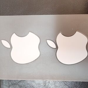 Genuine Apple Mac White Silver Stickers (2) for your iPad to Logo! 2" x 2-1/2"